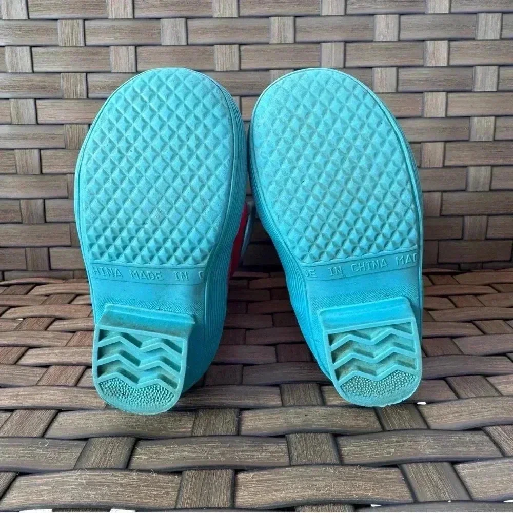 L.L. Bean Kids Bright Pink and Aqua Rain Boots - Picture 6 of 6